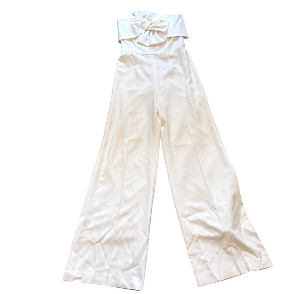 Rare Lucian Matis Strapless White Bridal Bow Jumpsuit Bride Size 8